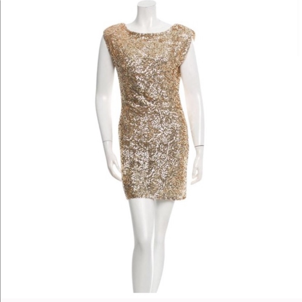 Alice & Olivia Gold Sequin Mini Dress XS